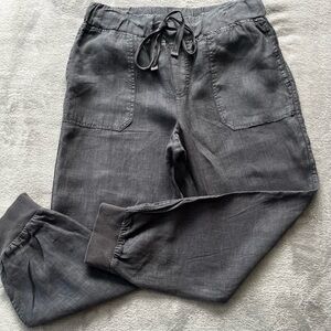 Cason Charcoal Grey Linen Joggers Size Small